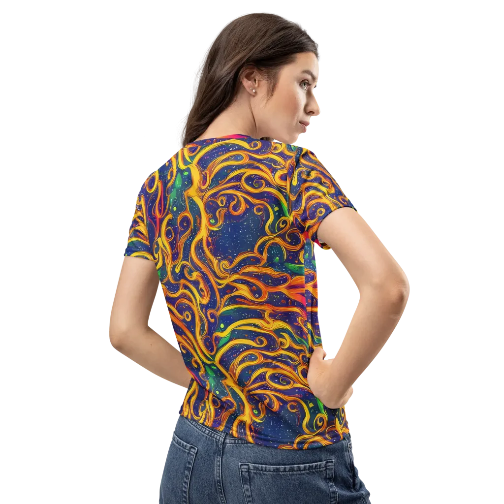 Sunfire Swirl on Women's Crew Neck T-Shirt — Back