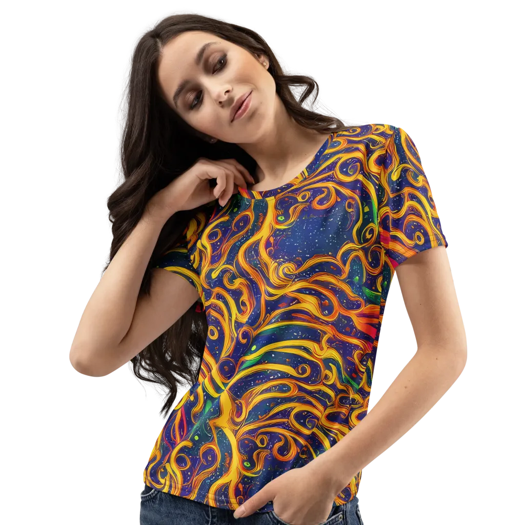 Sunfire Swirl on Women's Crew Neck T-Shirt — Left Front