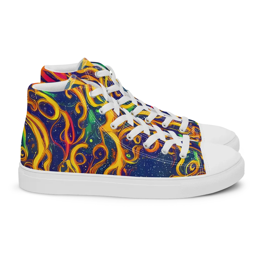 Sunfire Swirl on Women's High Top Canvas Shoes — Right