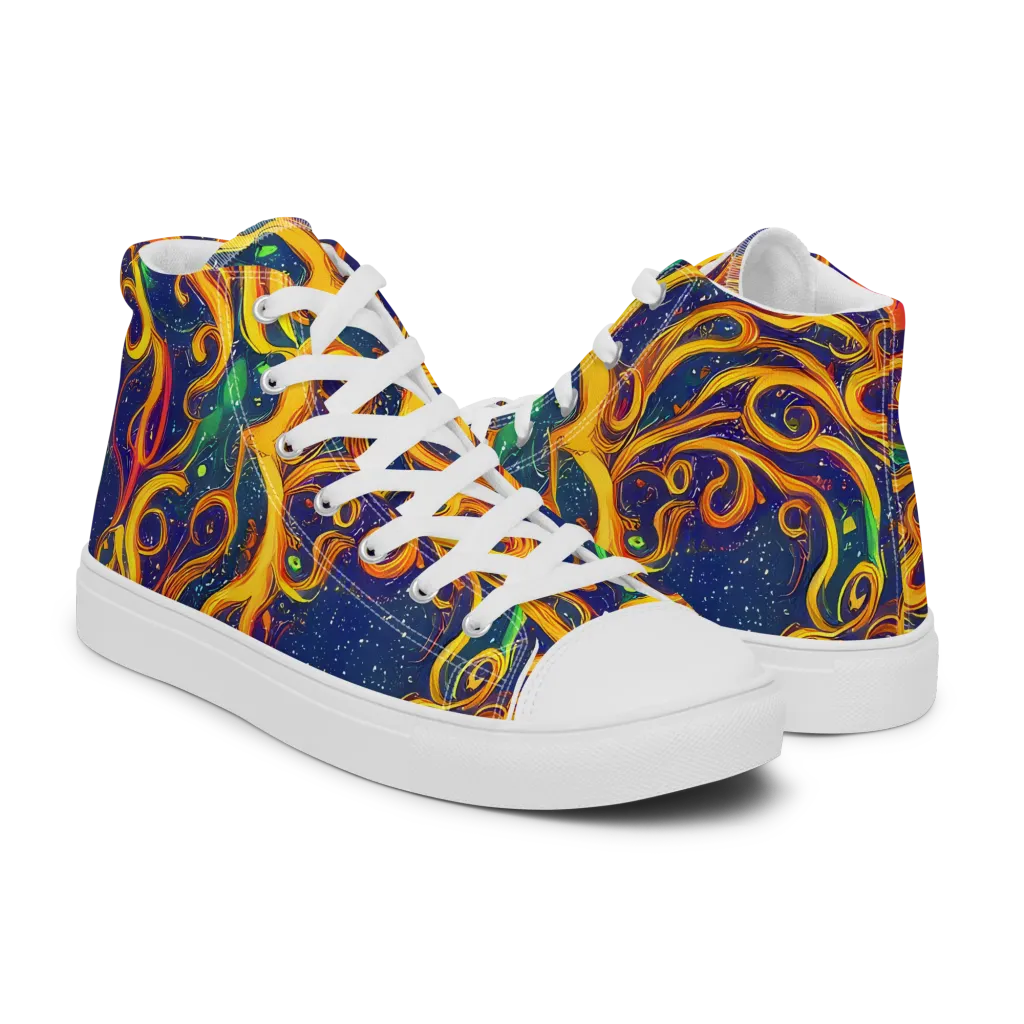 Sunfire Swirl on Women's High Top Canvas Shoes — Right