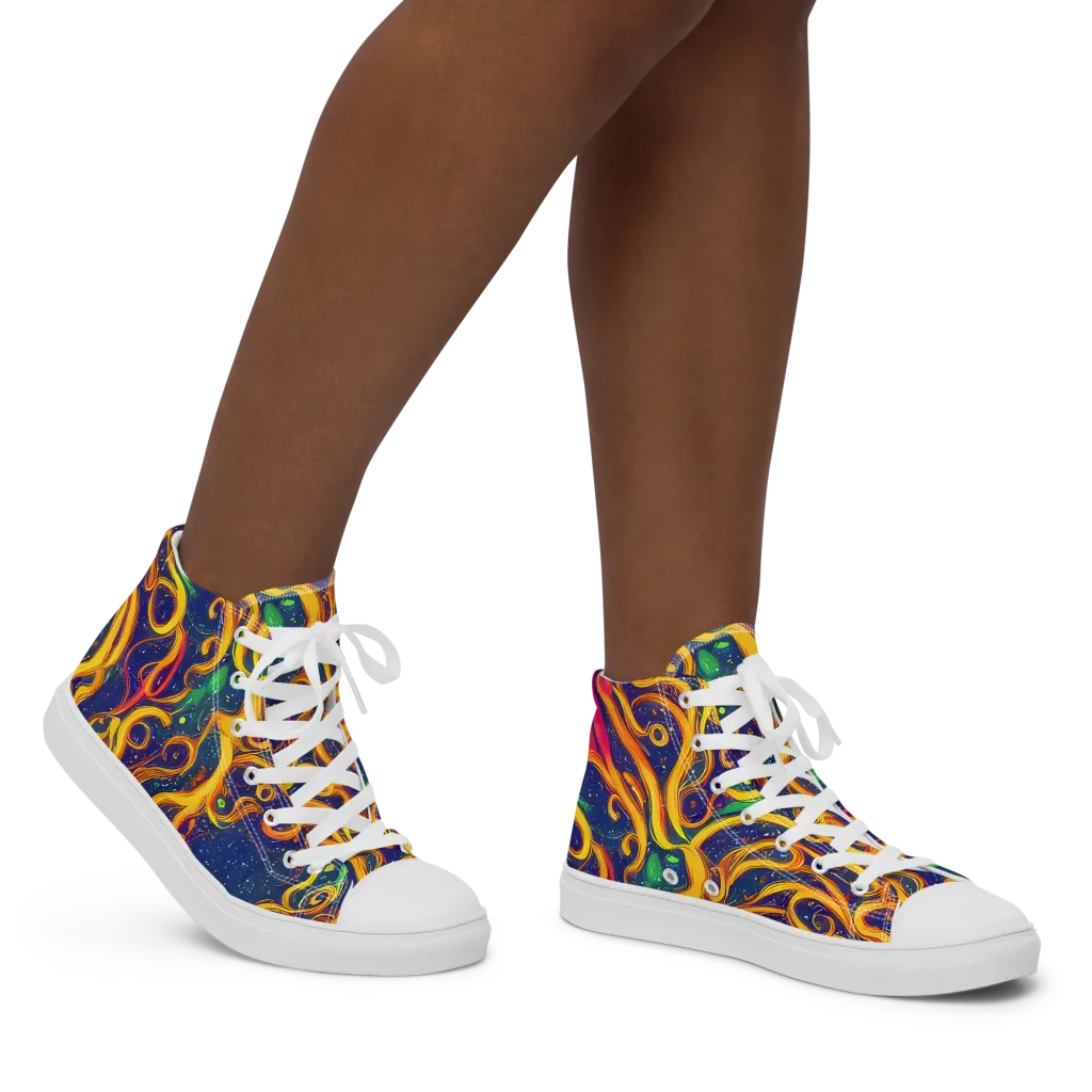 Sunfire Swirl on Women's High Top Canvas Shoes — Right