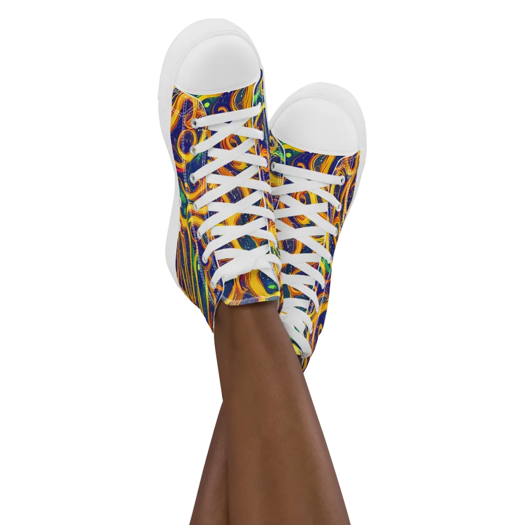 Sunfire Swirl on Women's High Top Canvas Shoes — Front