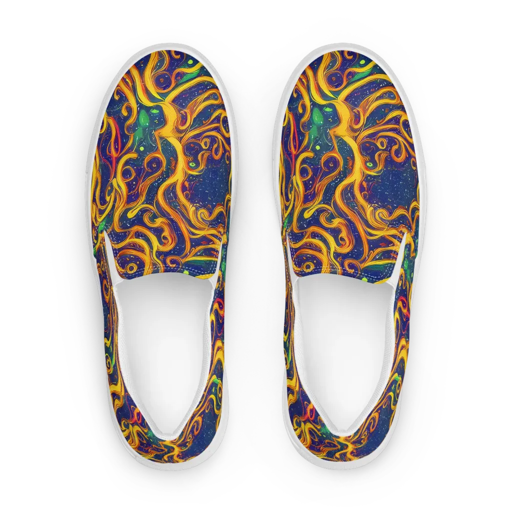 Sunfire Swirl on Men's Slip-On Canvas Shoes — Front