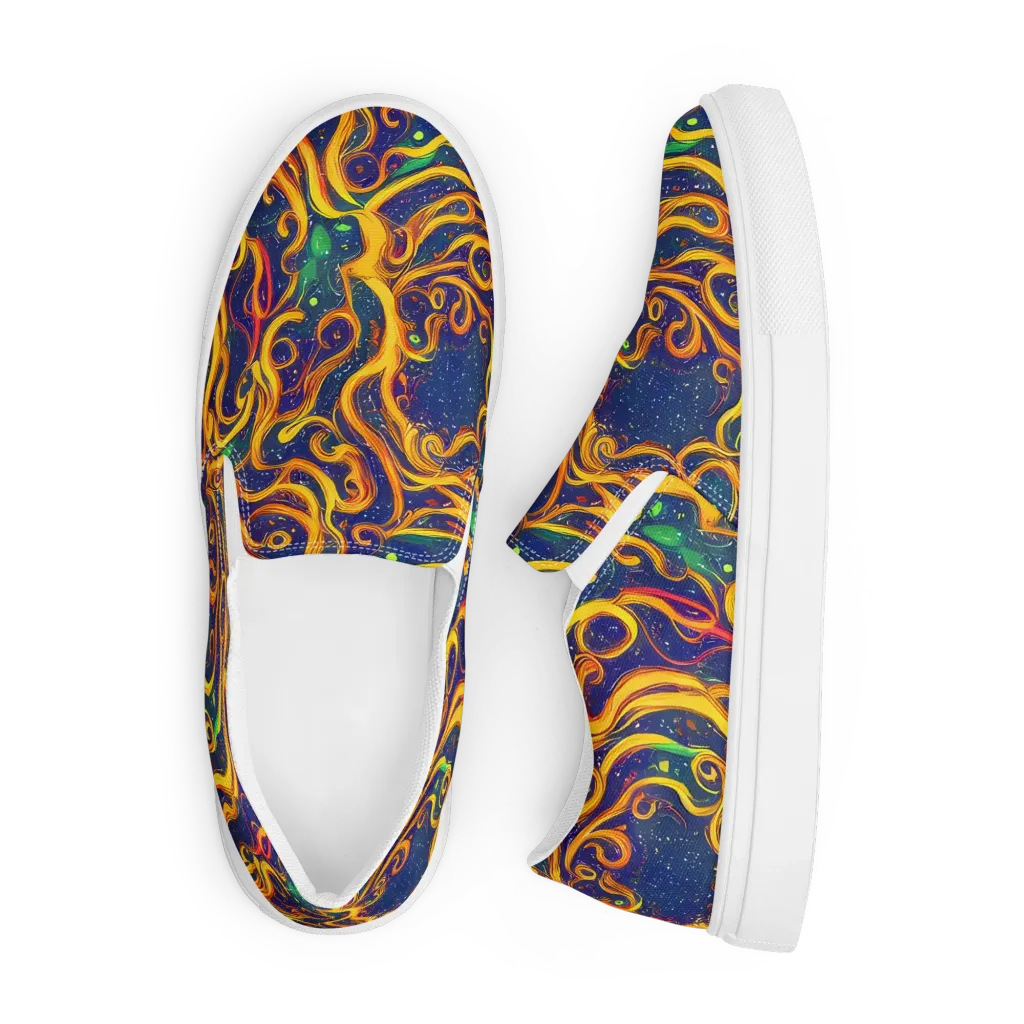 Sunfire Swirl on Men's Slip-On Canvas Shoes — Front