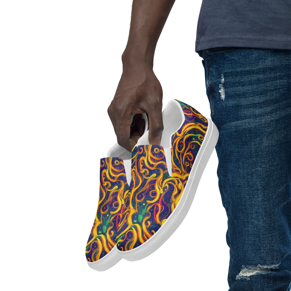 Sunfire Swirl on Men's Slip-On Canvas Shoes — Left Front