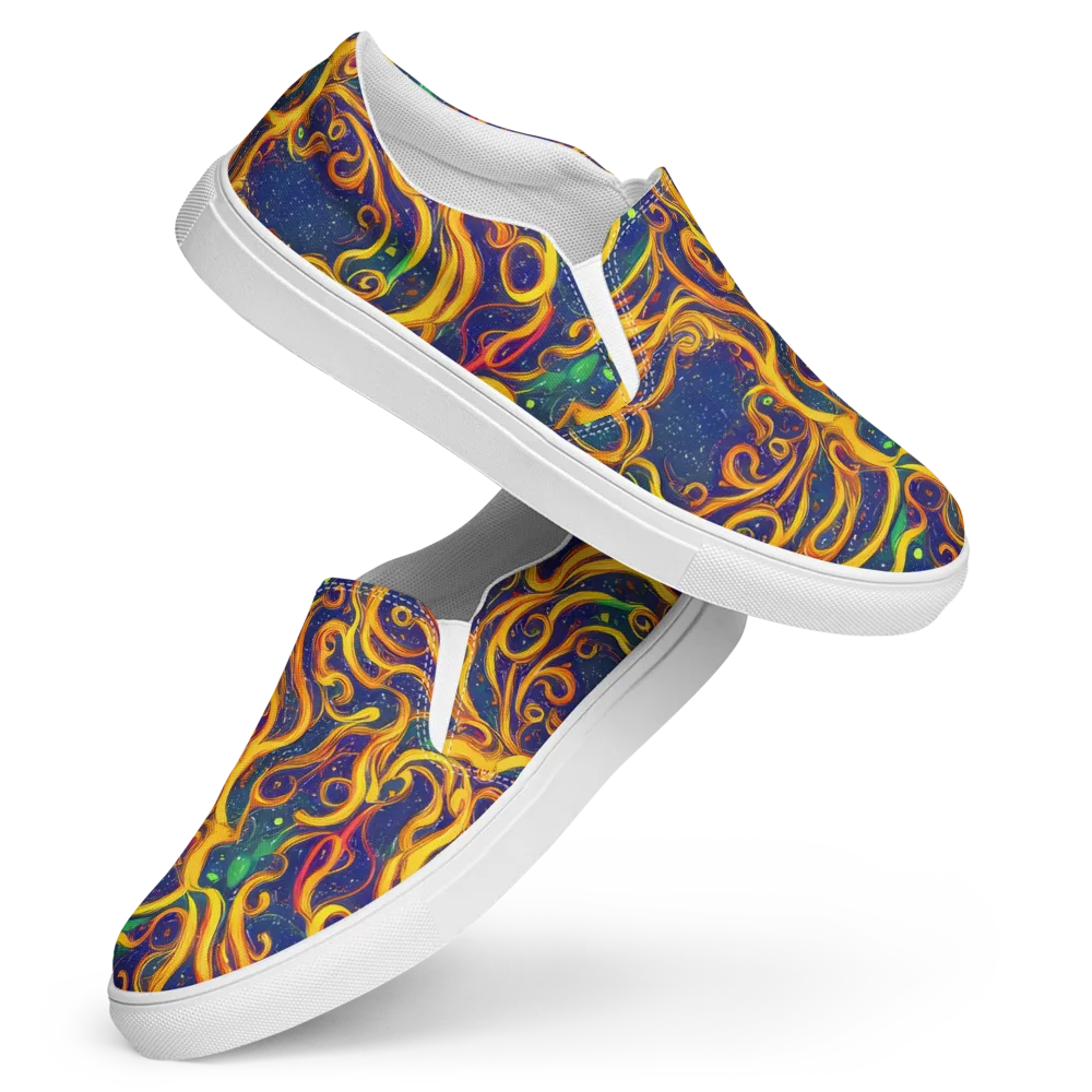 Sunfire Swirl on Women's Slip-On Canvas Shoes — Front
