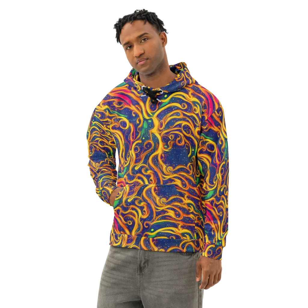 Sunfire Swirl on Cotton Hoodie — Left Front