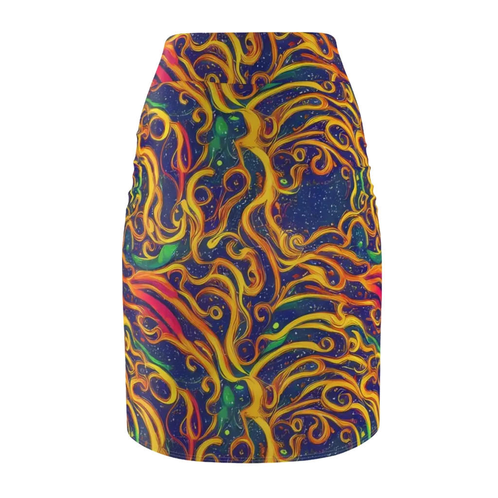 Sunfire Swirl on Pencil Skirt — Back