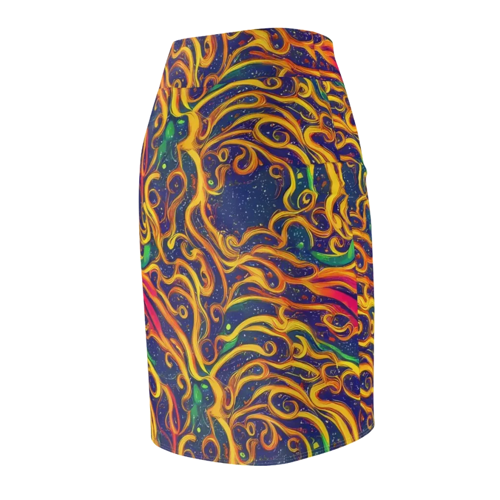 Sunfire Swirl on Pencil Skirt — Back Side