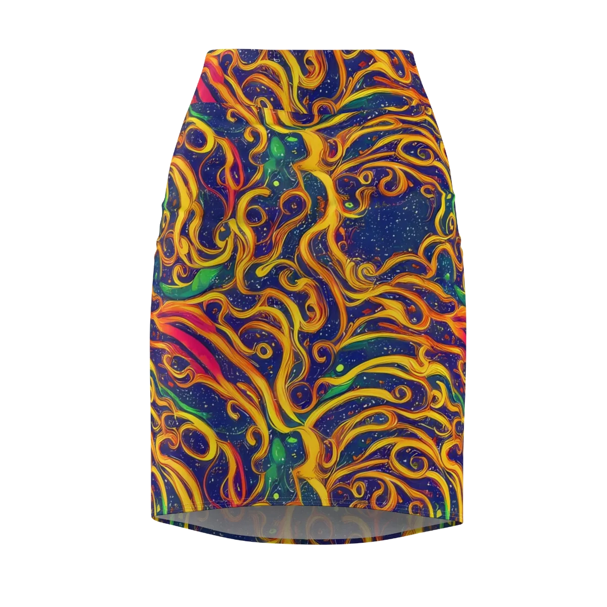 Sunfire Swirl on Pencil Skirt — Front
