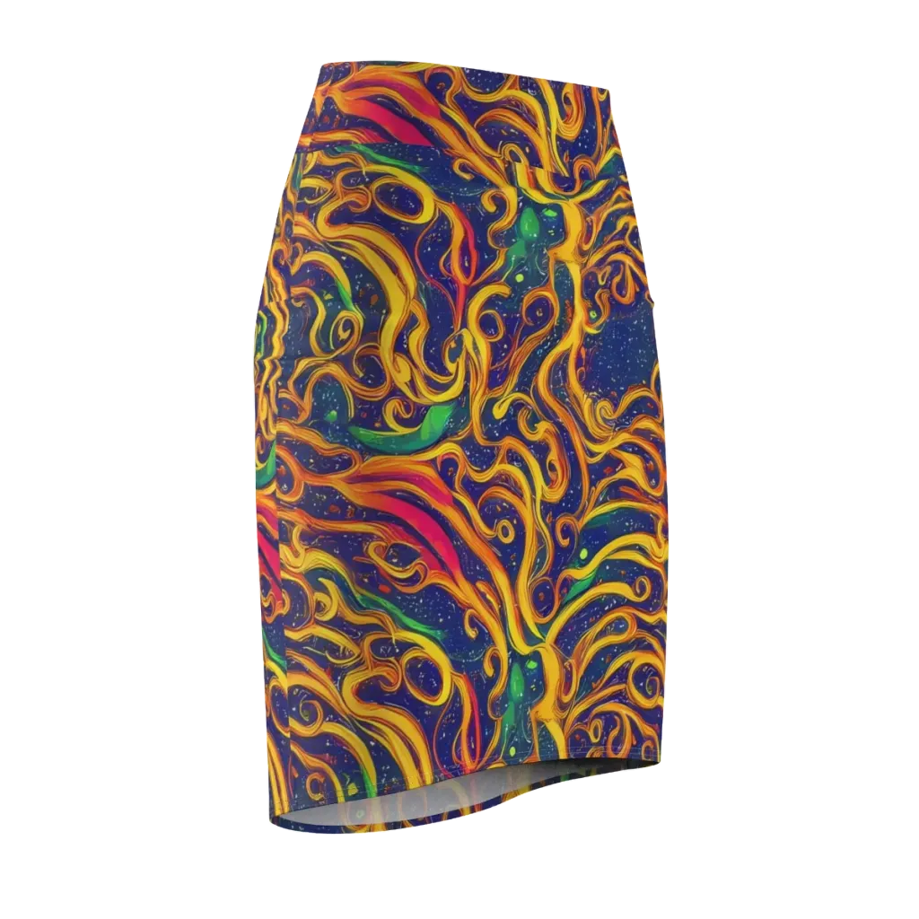 Sunfire Swirl on Pencil Skirt — Front Side