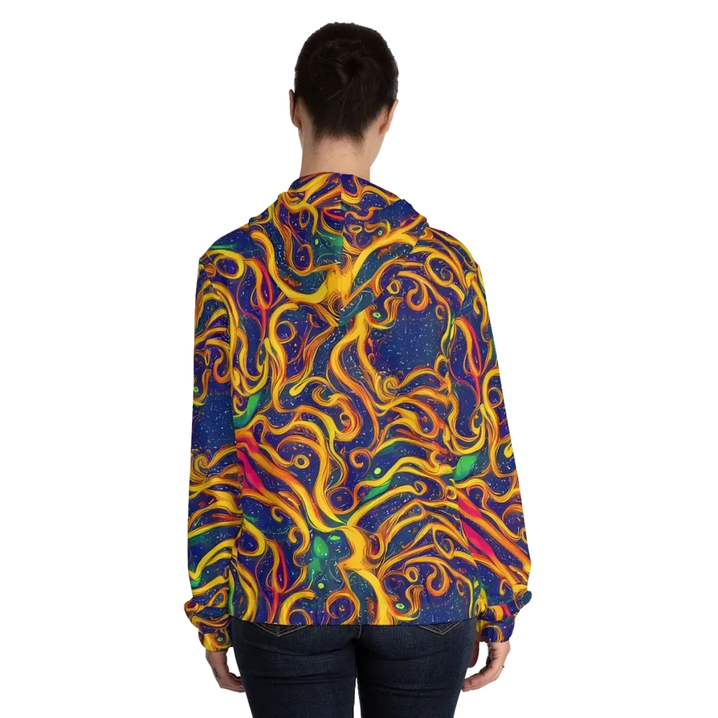 Sunfire Swirl on Women's Full-Zip Hoodie — Back On Person