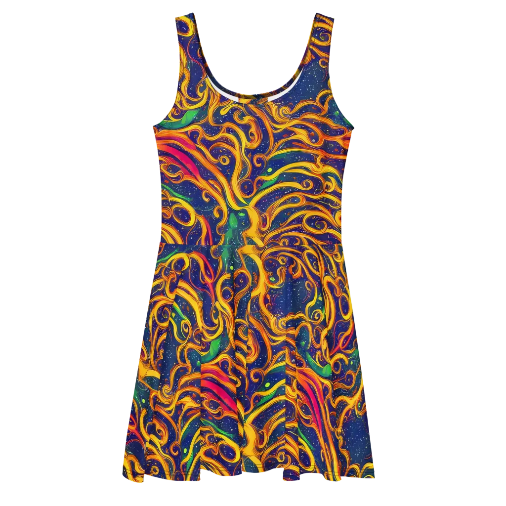 Sunfire Swirl on Skater Dress — Front