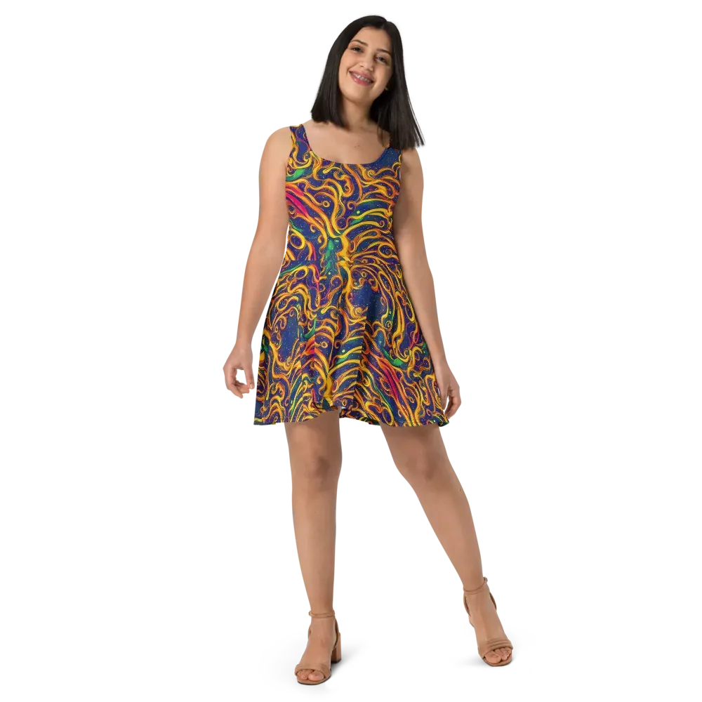 Sunfire Swirl on Skater Dress — Front
