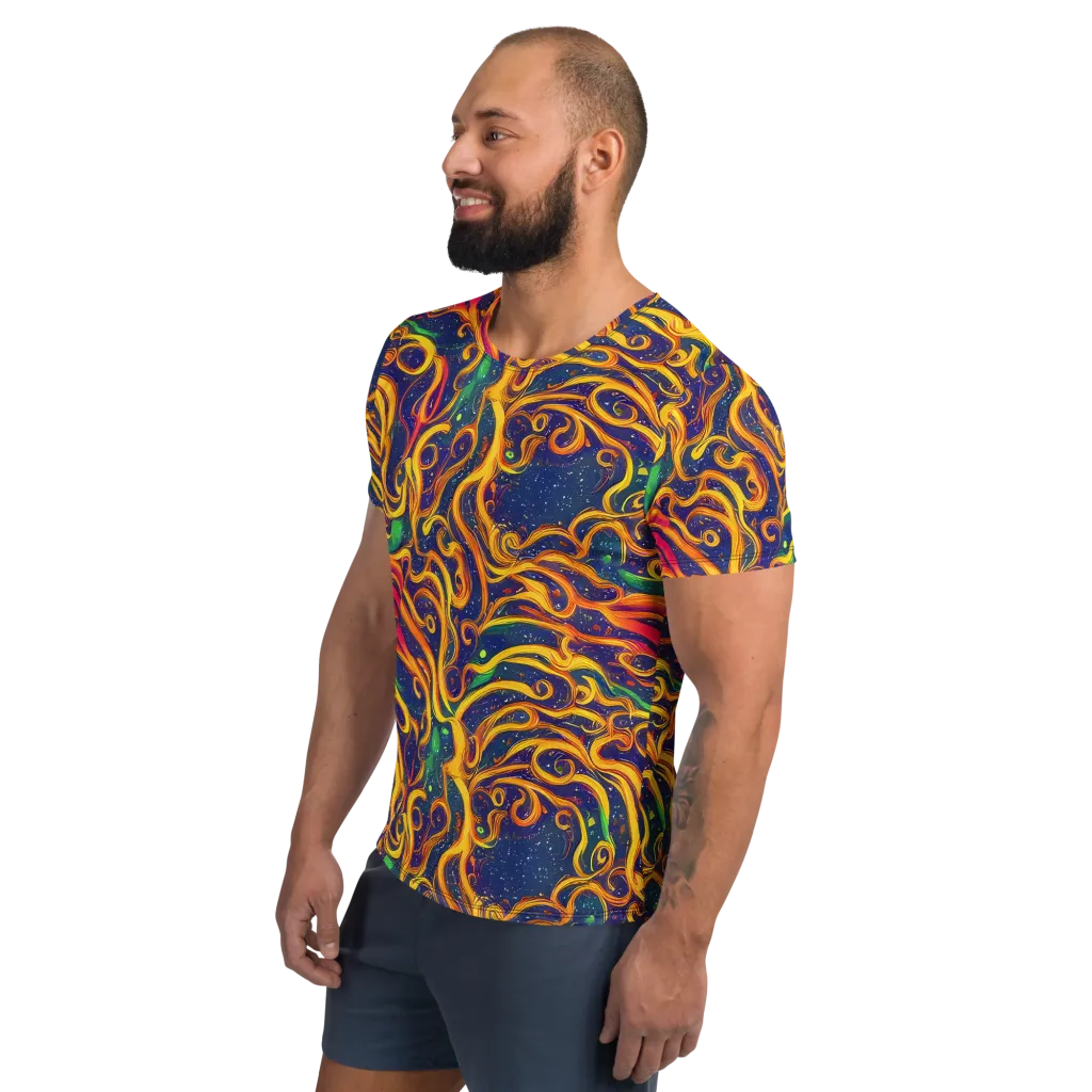 Sunfire Swirl on Men's Athletic T-Shirt — Left