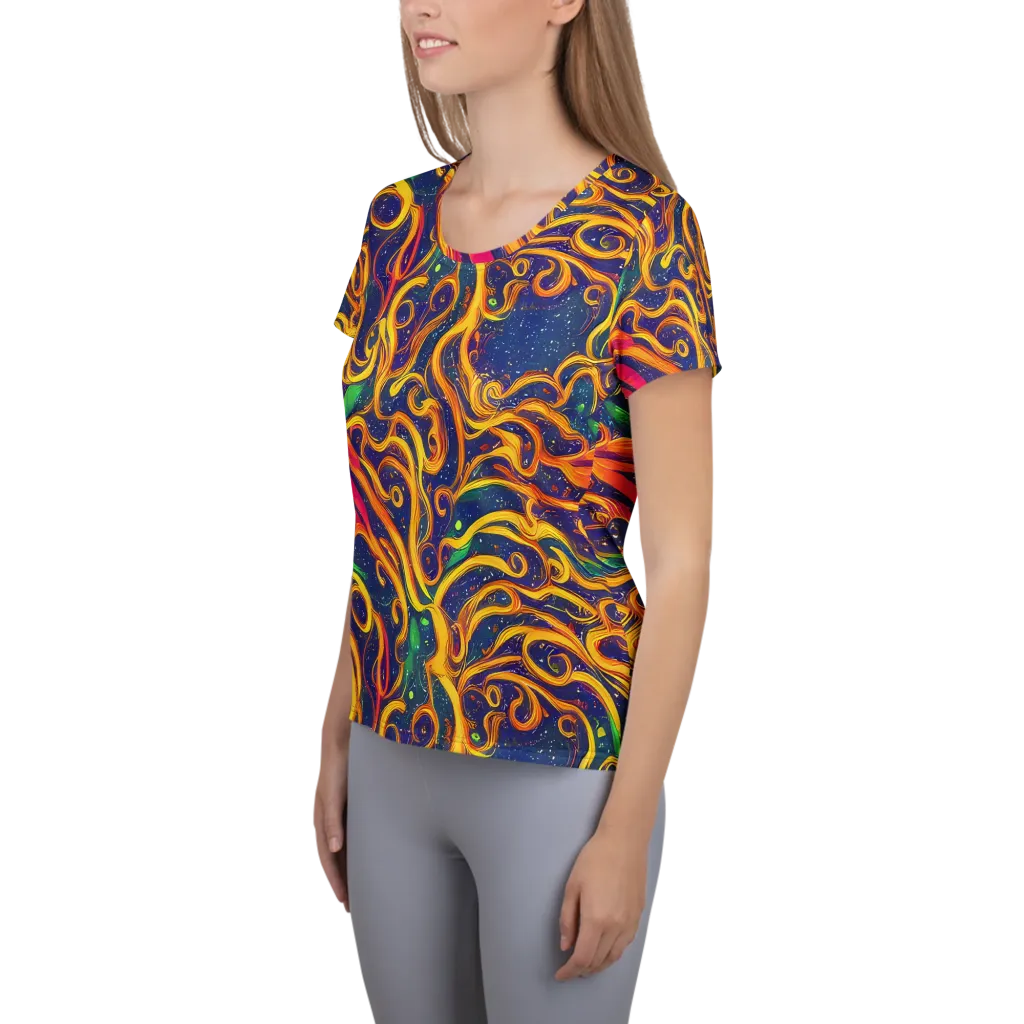 Sunfire Swirl on Women's Athletic T-Shirt — Left