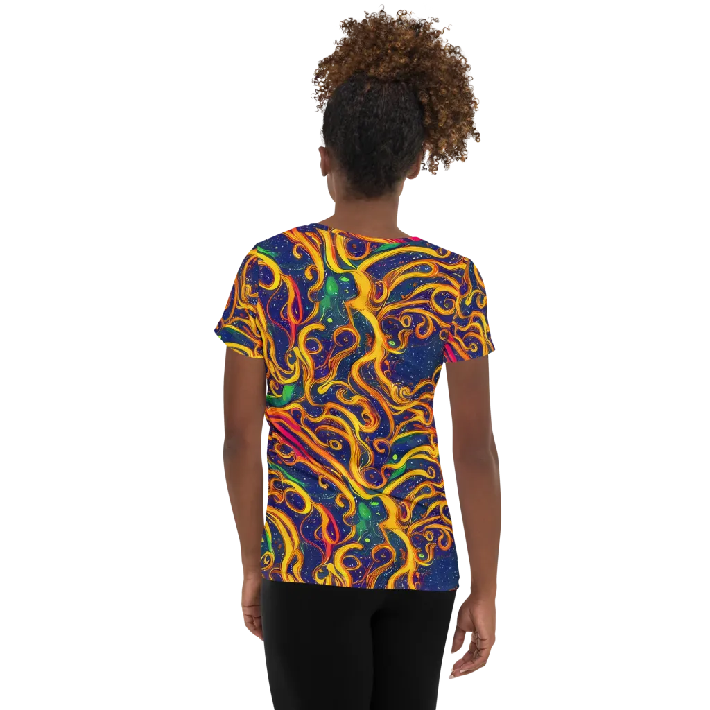 Sunfire Swirl on Women's Athletic T-Shirt — Back