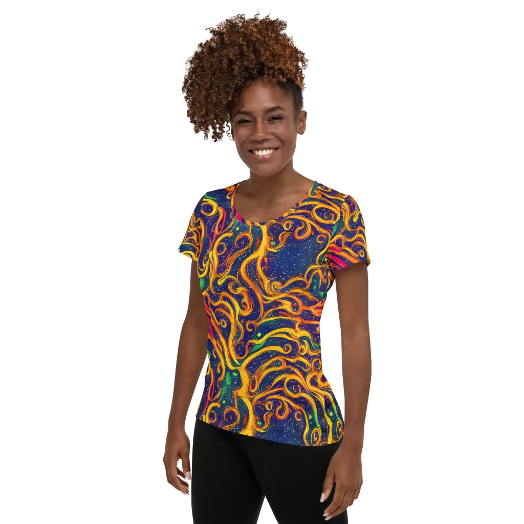 Sunfire Swirl on Women's Athletic T-Shirt — Left
