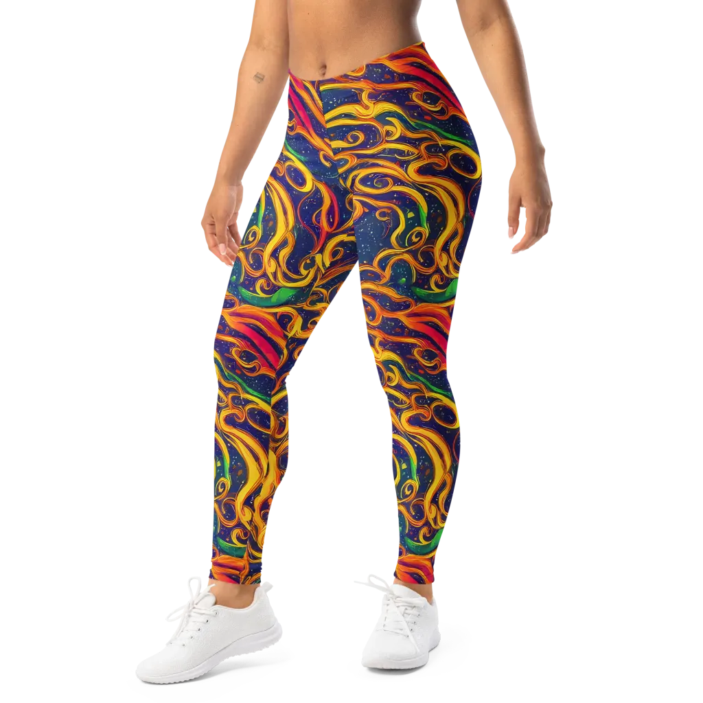 Sunfire Swirl on Leggings — Left Front