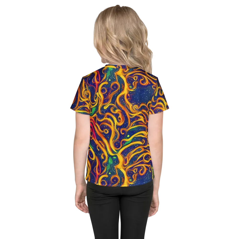 Sunfire Swirl on Kids Crew Neck T-Shirt — Back