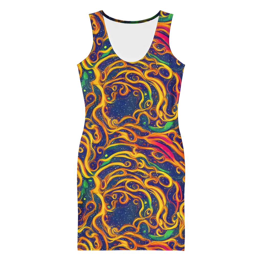 Sunfire Swirl on Bodycon Dress — Front