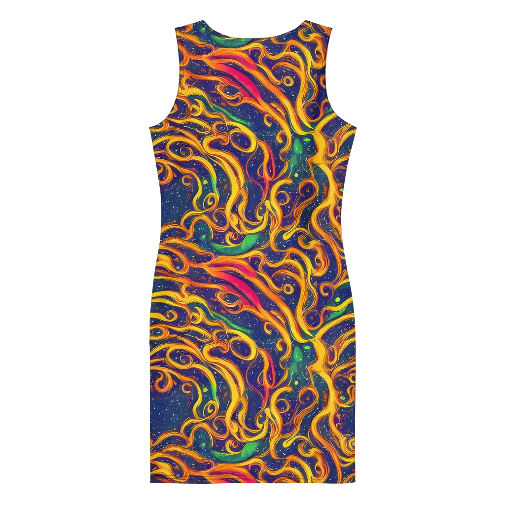 Sunfire Swirl on Bodycon Dress — Back
