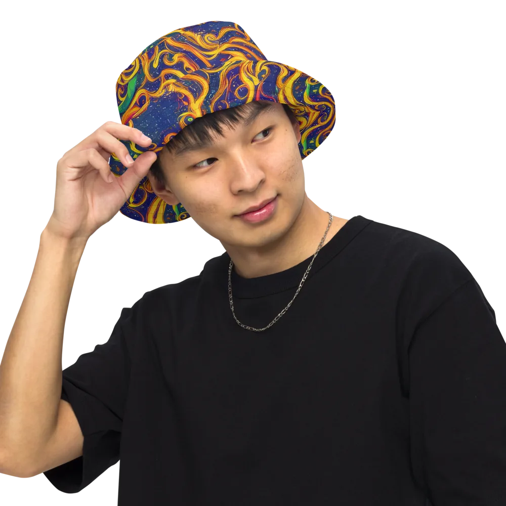 Sunfire Swirl on Reversible Bucket Hat — Front Inside