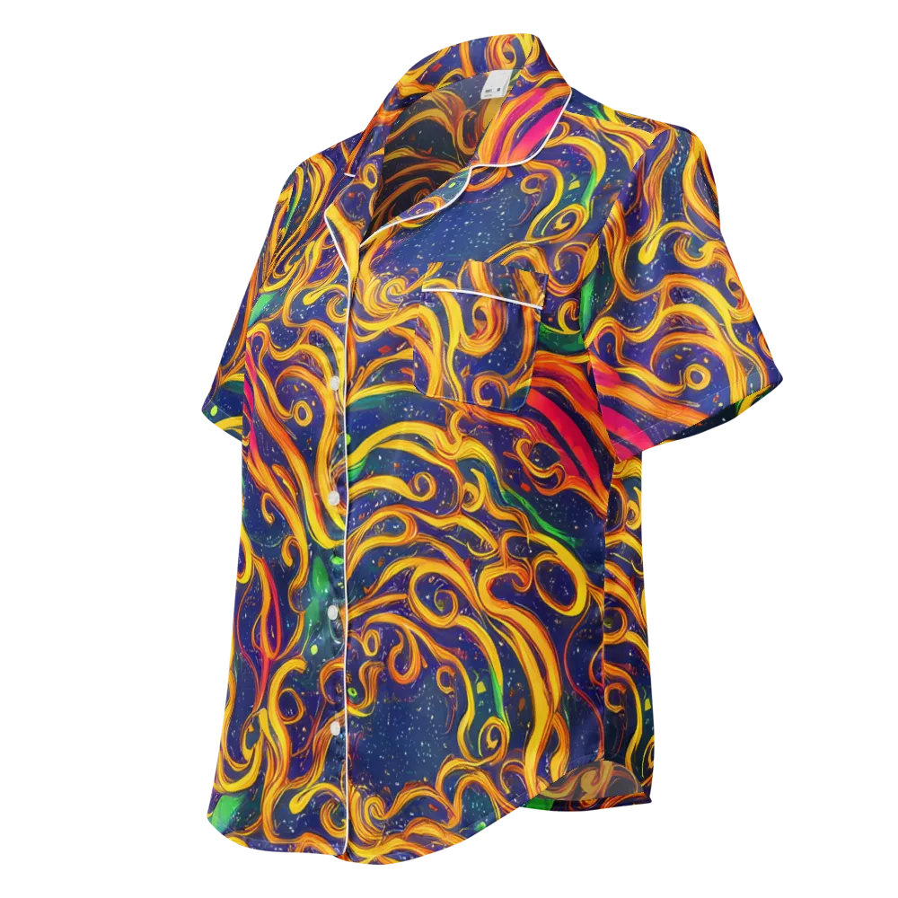 Sunfire Swirl on Women's Short Sleeve Pajama Top — Left Front
