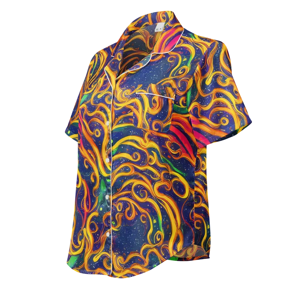 Sunfire Swirl on Women's Short Sleeve Pajama Top — Left Front