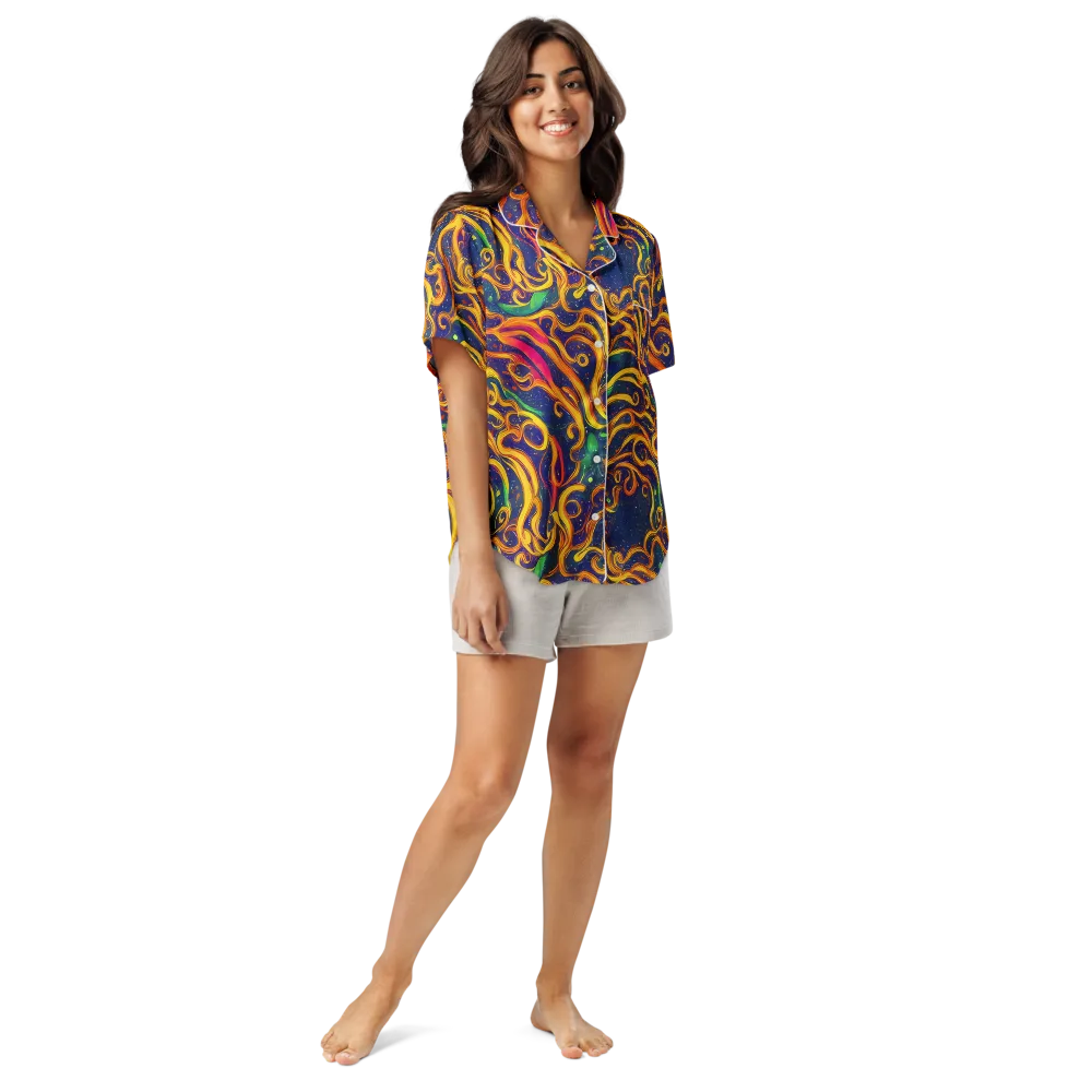 Sunfire Swirl on Women's Short Sleeve Pajama Top — Front