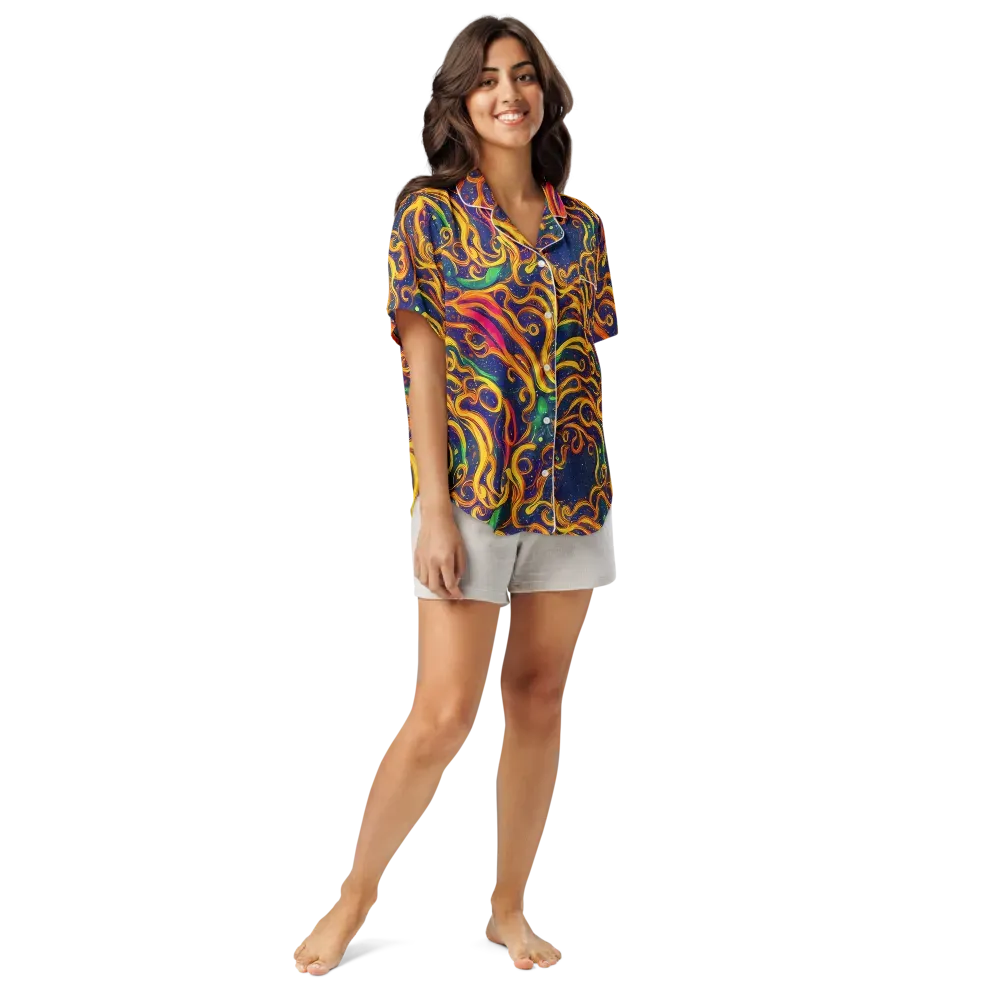 Sunfire Swirl on Women's Short Sleeve Pajama Top — Front