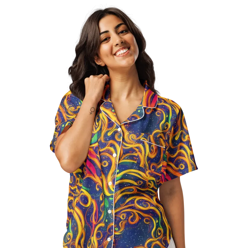 Sunfire Swirl on Women's Short Sleeve Pajama Top — Front