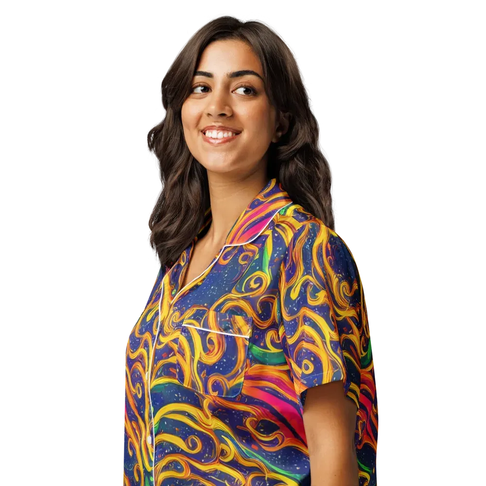 Sunfire Swirl on Women's Short Sleeve Pajama Top — Left Front