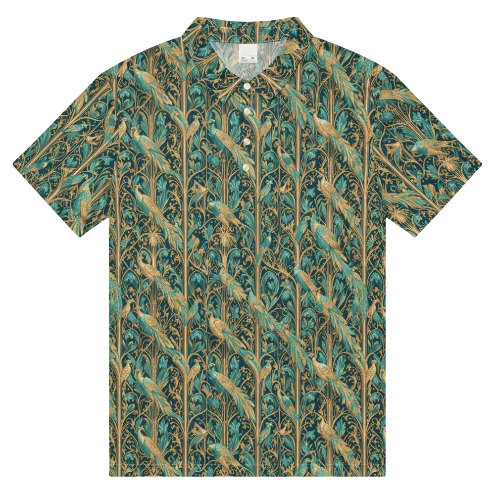 Teal Aviary on Men's Slim Fit Polo Shirt — Front