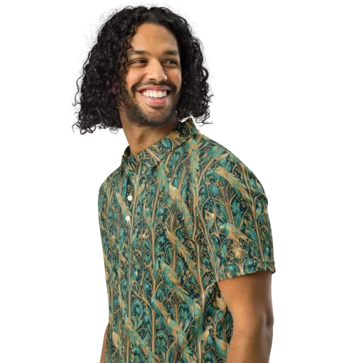 Teal Aviary on a Men's Slim Fit Polo Shirt