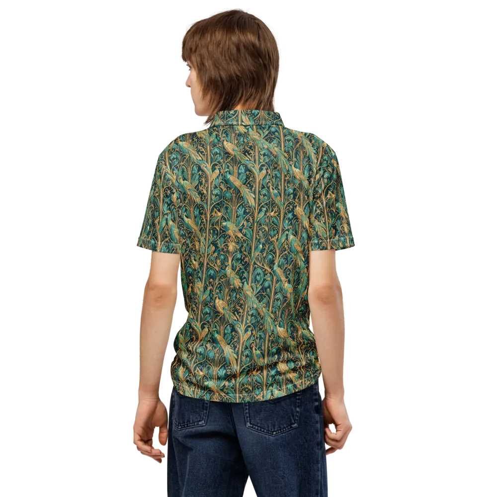 Teal Aviary on Men's Slim Fit Polo Shirt — Back