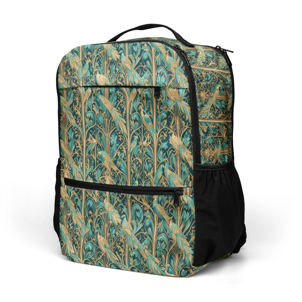 Teal Aviary on Utility Backpack — Left Front