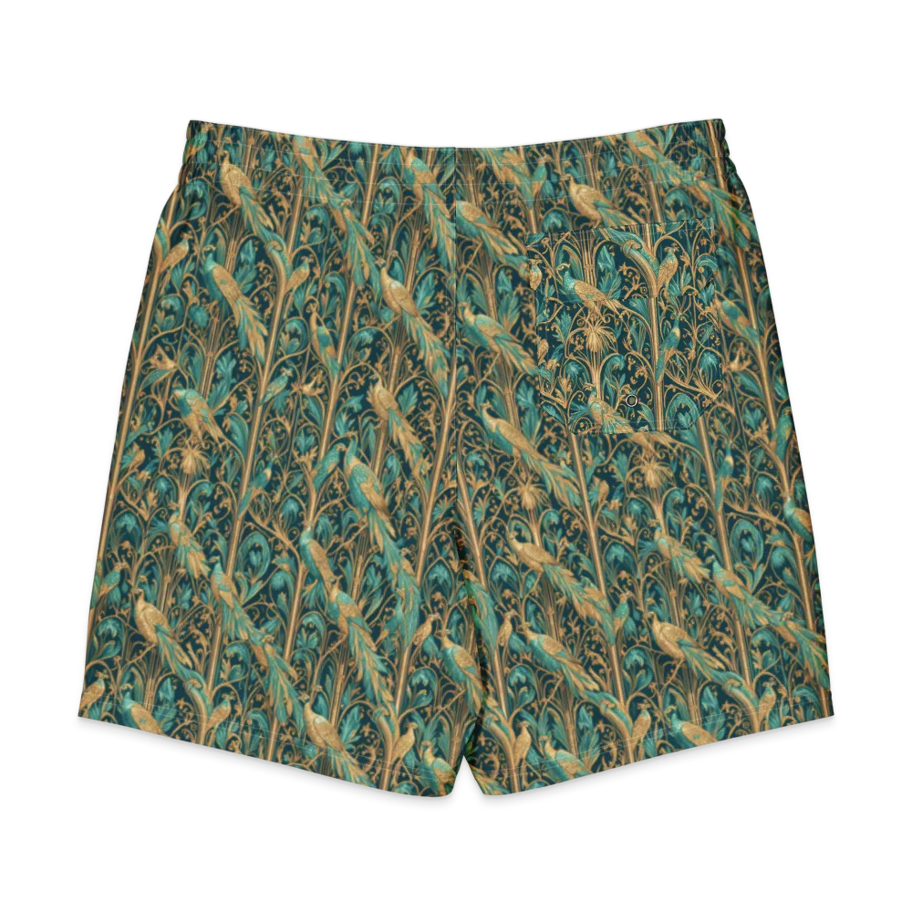 Teal Aviary on Men's Board Shorts — Back