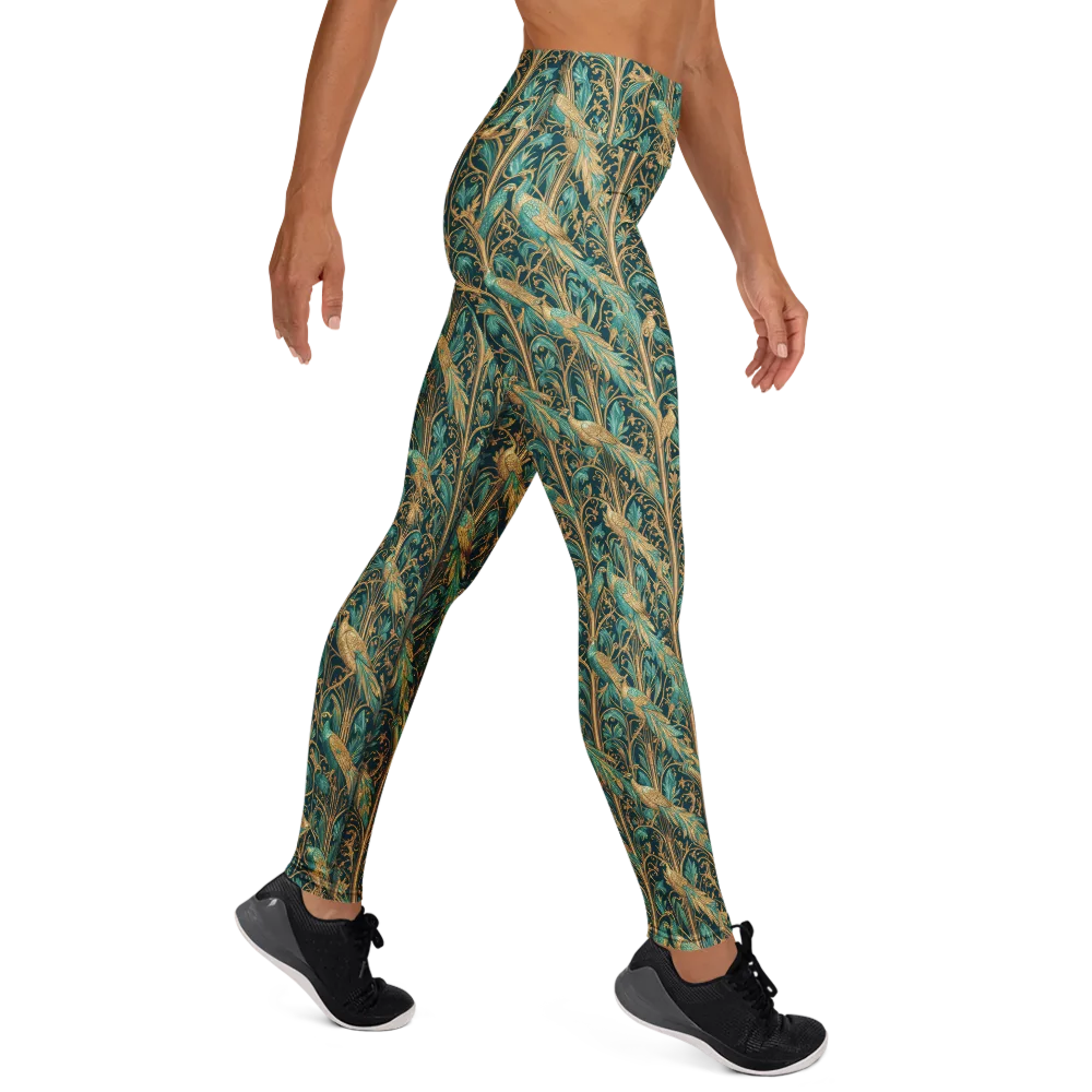 Teal Aviary on Yoga Leggings — Right