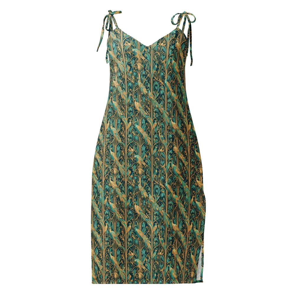 Teal Aviary on Slip Dress — Front