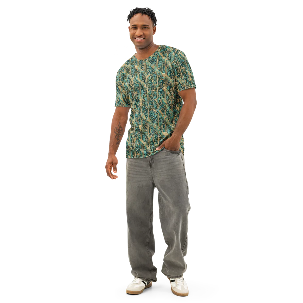 Teal Aviary on Men's Cotton Crew Neck T-Shirt — Front