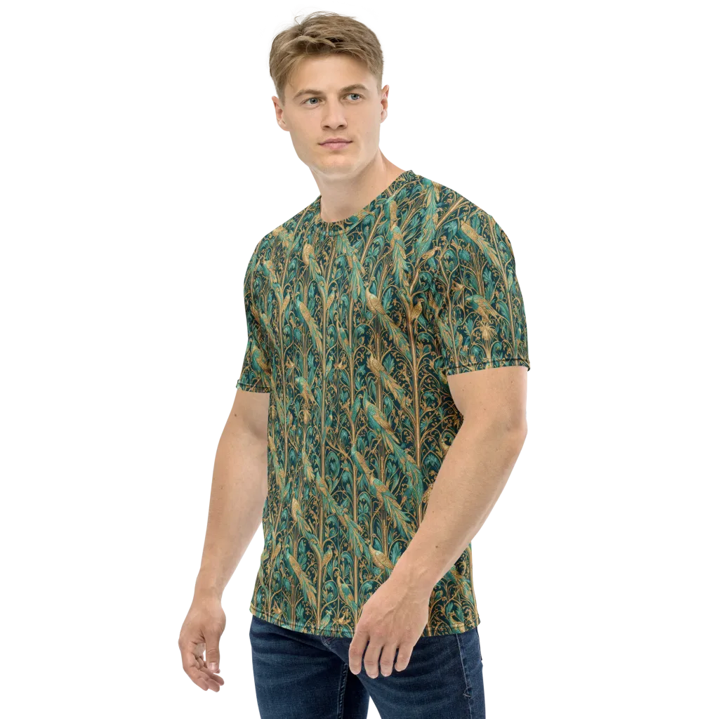 Teal Aviary on Men's Crew Neck T-Shirt — Left