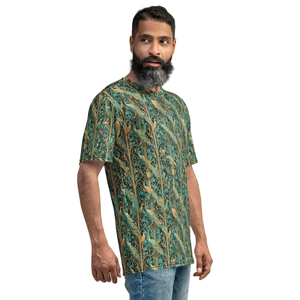 Teal Aviary on Men's Crew Neck T-Shirt — Right