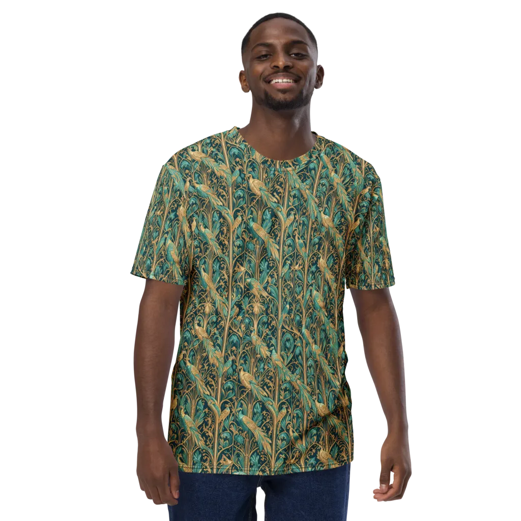 Teal Aviary on Men's Crew Neck T-Shirt — Front