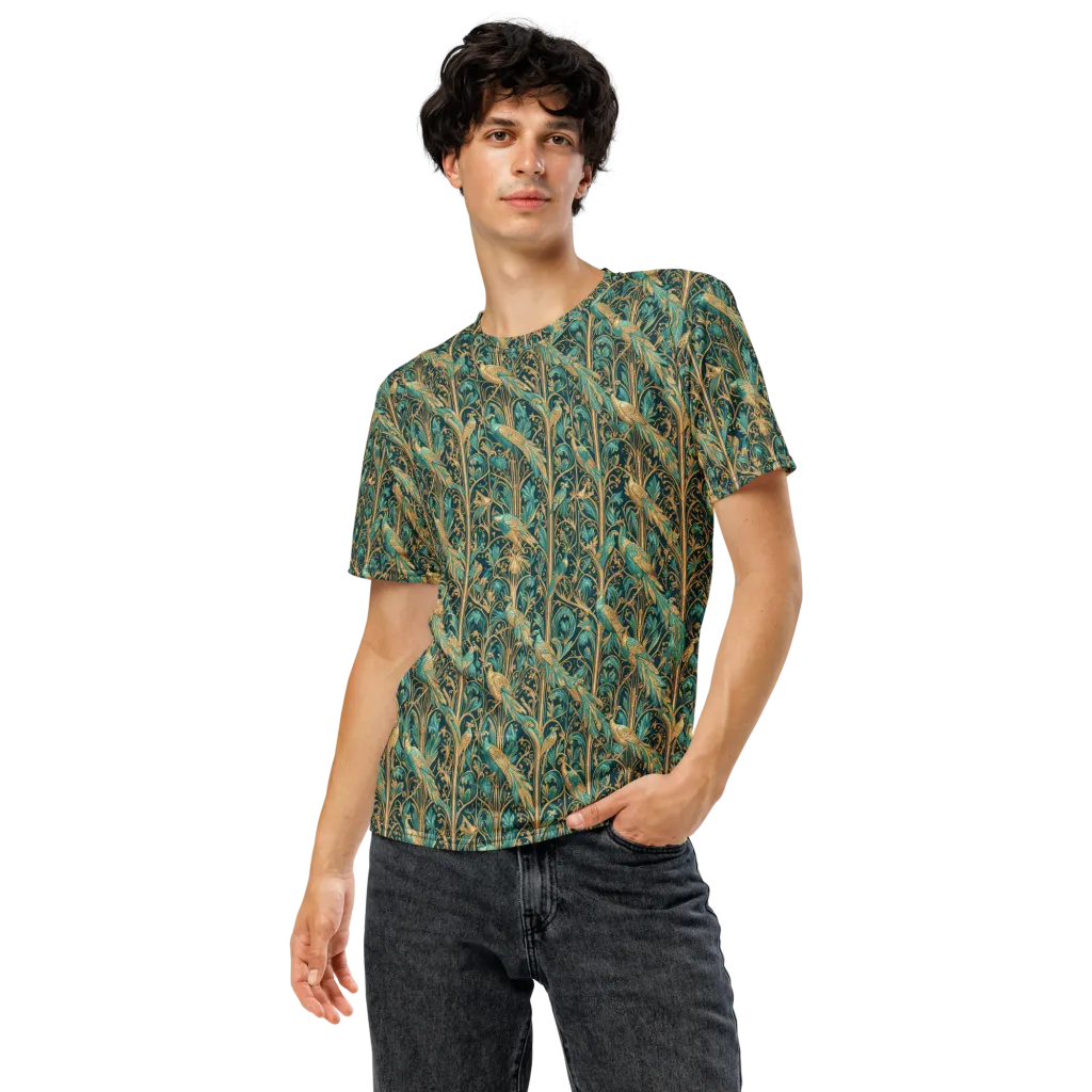 Teal Aviary on Men's Crew Neck T-Shirt — Front
