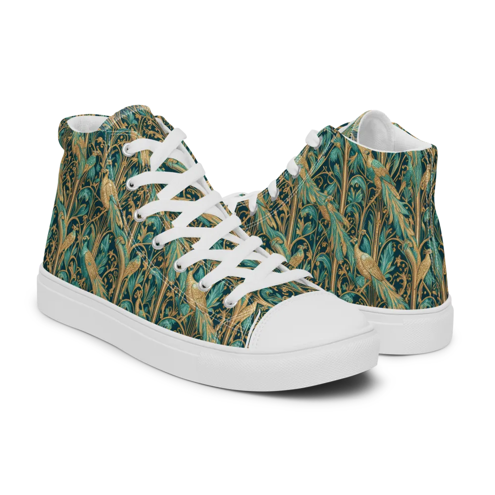 Teal Aviary on Men's High Top Canvas Shoes — Right