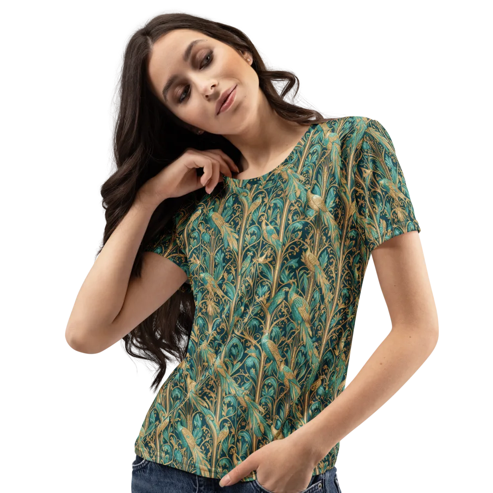 Teal Aviary on Women's Crew Neck T-Shirt — Left Front