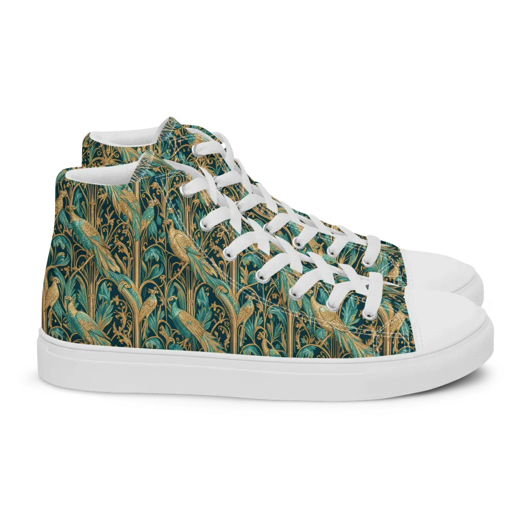 Teal Aviary on Women's High Top Canvas Shoes — Right