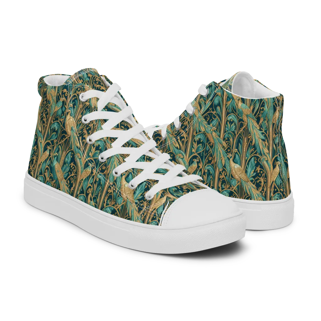 Teal Aviary on Women's High Top Canvas Shoes — Right