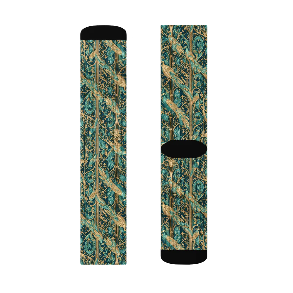 Teal Aviary on Socks — Left Sock